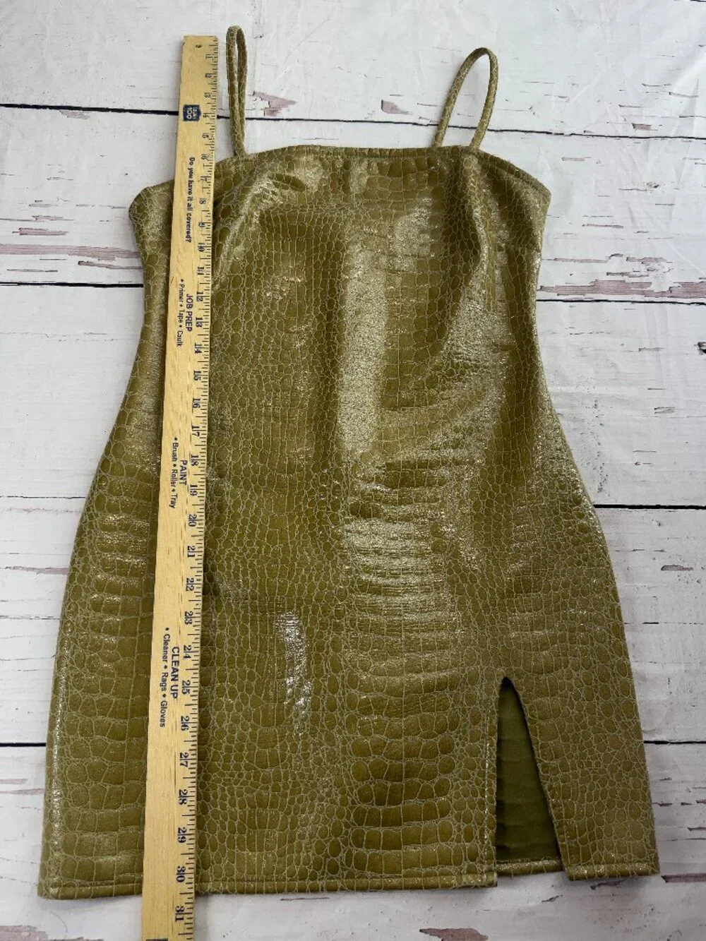 Motel Beige Croc Faux Leather Mini Dress‎ S Bodycon Slip Y2K